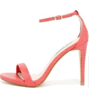 Steve Madden 'Stecy' Pink Snakeskin Leather Strappy High Heels Size 8